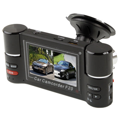 F20, 2.7 inch TFT Screen Mini Dual Camera 1280x480 Night Vision Vehicle DVR , with H2.64 Video format, Support SOS / Motion Detection / HDMI and TV out / Micro SD/TF Card , Ultra-wide: 120 degree(Black)