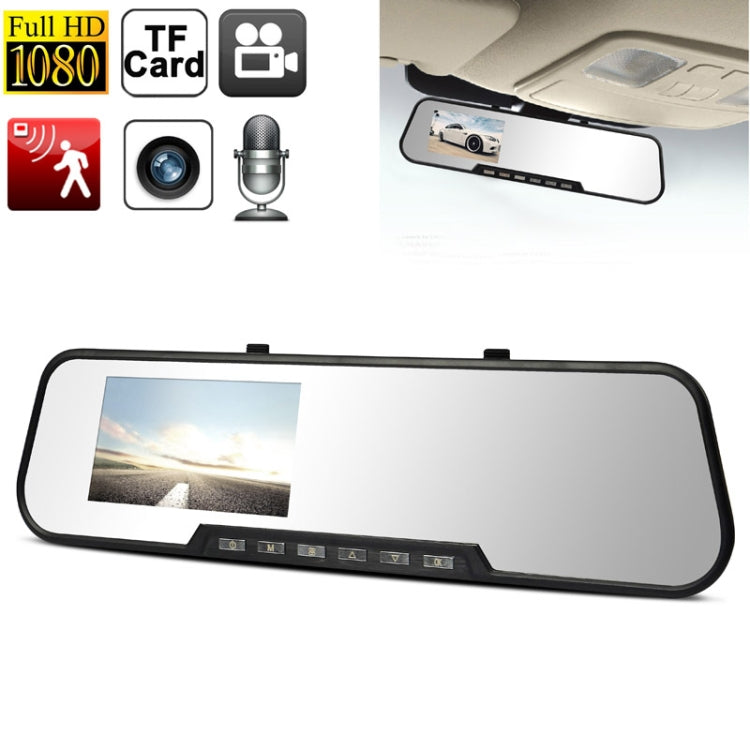 Ultrathin 4.3 inch TFT Screen 1080P Full HD Car Camera Vehicle DVR with Ultra Wide-angle Lens, Support Record / Photograph / Motion Detection / Reverse Rear View Function and TF Card, TKD918(Black)