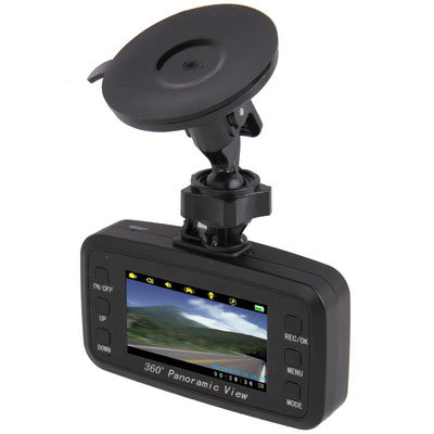 H6000 Black, 2.7 inch TFT Screen 720P HD Car Camera Vehicle DVR 360 Panoramic View Angle with White Light LEDS and 3xCameras , Support Record / Photograph / G-sensor / Motion Detection Function and TF Card(Black)