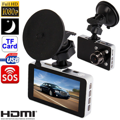 G2W H.264 3.0 Mega Pixels CMOS Full HD 1080P 3.0 inch TFT LCD Screen Advanced Portable Car Camcorder, Support G-sensor / Motion Detection / HDMI / IR / SOS / TF Card, Viewing Angle: 170 Degree