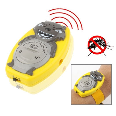 Watch Type Big Big Wolf Shaped Ultrasonic Mosquito Repeller(Yellow)