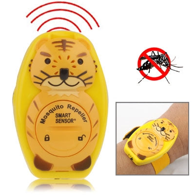 Watch Type Tiger Shaped Ultrasonic Mosquito Repeller(Yellow)