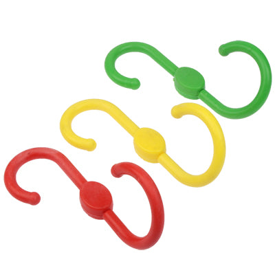 3pcs Practical Torsional S Style Plastic Hook and Loop Fastener Enclosure Goat Hanger Clasp Hook