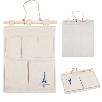 Eiffel Tower Pattern Storage Jute Wall Bags Can be Hung , Size: 31 x 25cm (Blue)