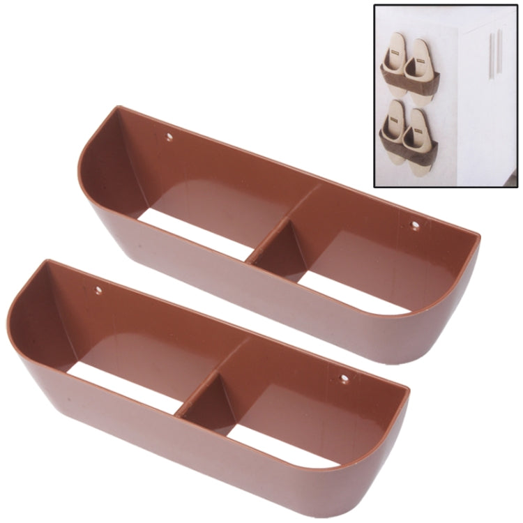 2 PCS Creative Space Save Multi Magnet Shoes Holder Shoe Storage Rack (Brown)
