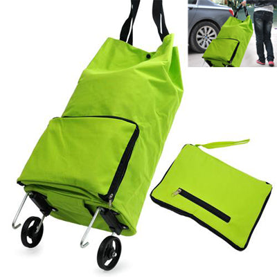 Home Furnishing Portable Foldable Trolley Bag Shopping Bag(Green)