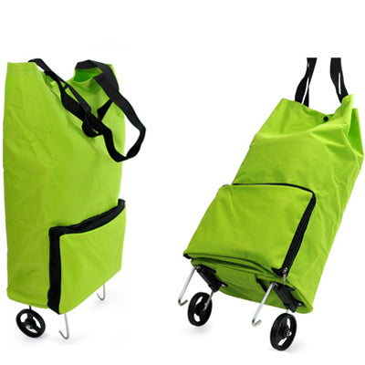 Home Furnishing Portable Foldable Trolley Bag Shopping Bag(Green)