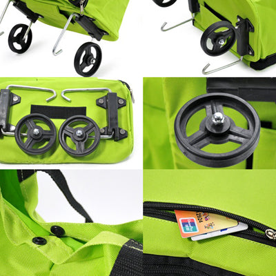 Home Furnishing Portable Foldable Trolley Bag Shopping Bag(Green)
