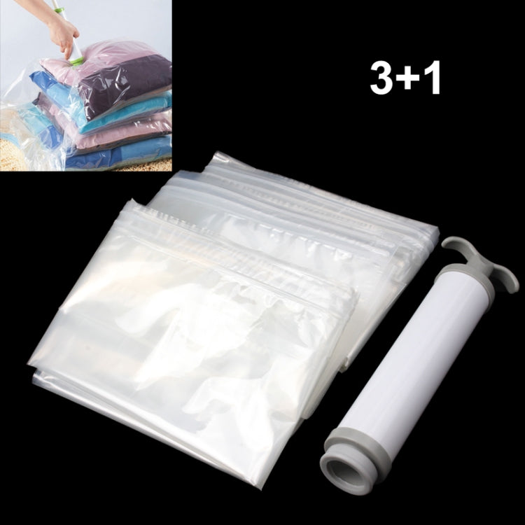 Three PA + PE Vacuum Storage Bags with Manual Air Pump, Save 75% Storage Space