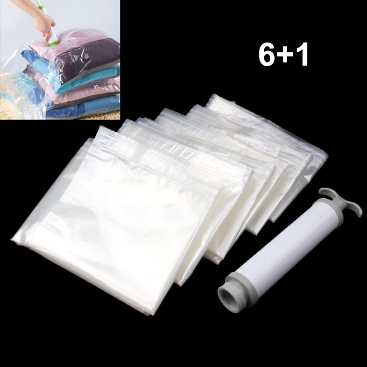 Six PA + PE Vacuum Save Space Storage Bags with Manual Air Pump