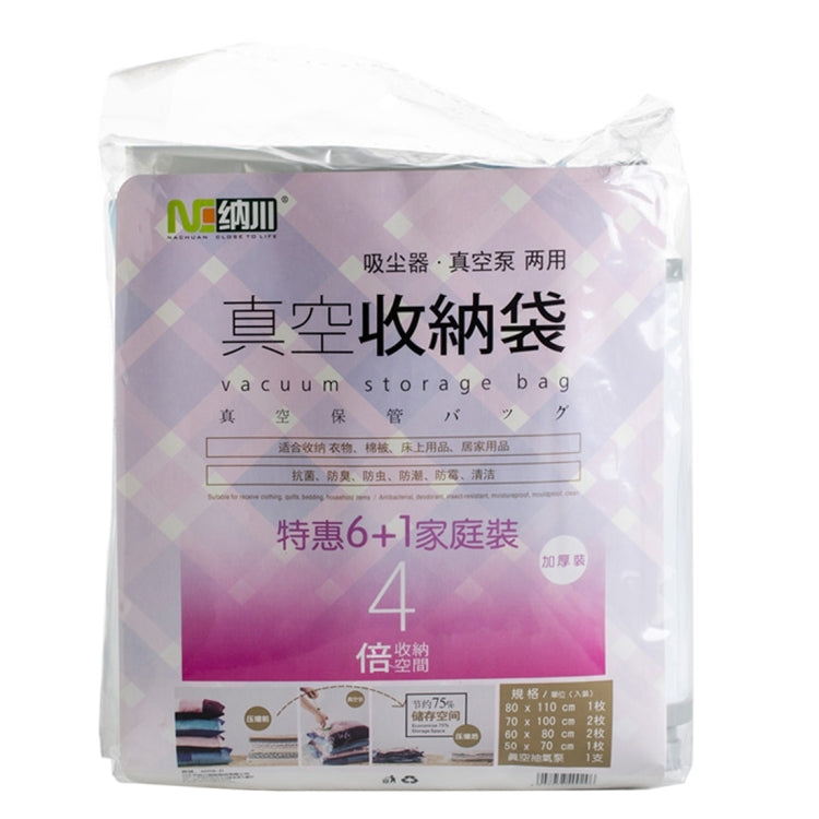 Six PA + PE Vacuum Save Space Storage Bags with Manual Air Pump