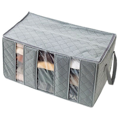 65L 3-Layer Bamboo Charcoal Buggy Bag Storage Bag with Zipper for Clothes(Grey)