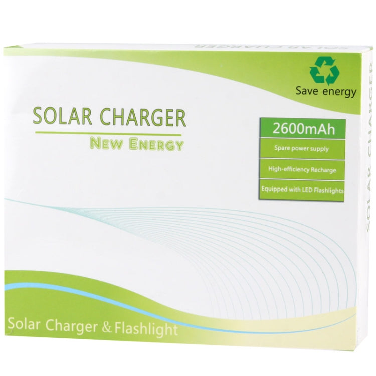 2600mAh Mobile Phone Emergency Power Station with Solar Charger & LED Flash Light for iPhone 5 / iPhone 4 / Samsung i9500 / Nokia Lumia 1020 / 920