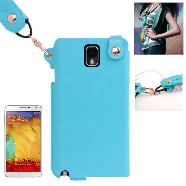 Crazy Horse Texture Touch Screen Vertical Style Leather Case with Lanyard & Earphone Winder for Galaxy Note III / N9000