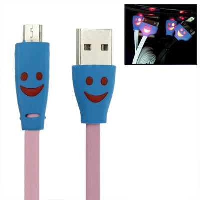 Smile Pattern Noodle Style Luminous Micro USB to USB Data Sync Charger Cable for Galaxy S IV / i9500 / Galaxy SIII / i9300 / HTC / LG / Sony / Nokia Lumia Series, Length: 1m