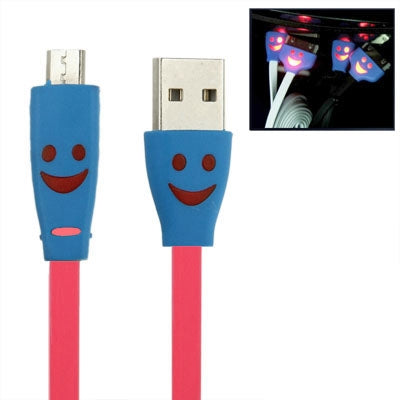 Smile Pattern Noodle Style Luminous Micro USB to USB Data Sync Charger Cable for Galaxy S IV / i9500 / Galaxy SIII / i9300 / HTC / LG / Sony / Nokia Lumia Series, Length: 1m