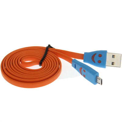 Smile Pattern Noodle Style Luminous Micro USB to USB Data Sync Charger Cable for Galaxy S IV / i9500 / Galaxy SIII / i9300 / HTC / LG / Sony / Nokia Lumia Series, Length: 1m
