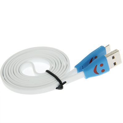Smile Pattern Noodle Style Luminous Micro USB to USB Data Sync Charger Cable for Galaxy S IV / i9500 / Galaxy SIII / i9300 / HTC / LG / Sony / Nokia Lumia Series, Length: 1m