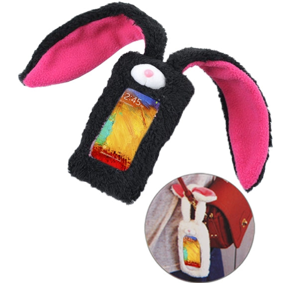 Memo Rabbit Style Suction Cup Plush Doll Case for Galaxy Note III / N9000 (Black)