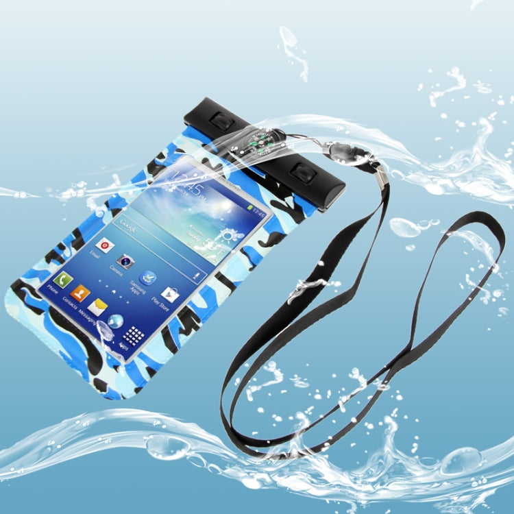 Camouflage Pattern Waterproof Bag with Strap & Armband for Galaxy S IV / i9500 (Blue)