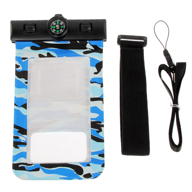 Camouflage Pattern Waterproof Bag with Strap & Armband for Galaxy S IV / i9500 (Blue)