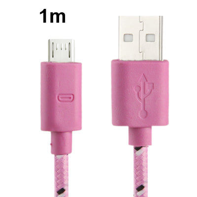 Nylon Netting Style Micro 5 Pin USB Data Transfer / Charge Cable for Galaxy S IV / i9500 / S III / i9300 / Note II / N7100 / Nokia / HTC / Blackberry / Sony, Length: 1m