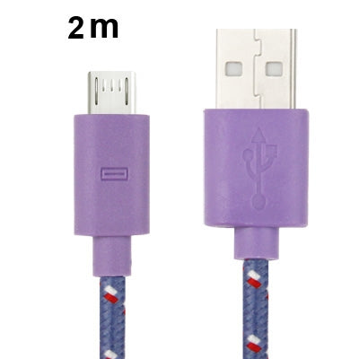 Nylon Netting Style Micro 5 Pin USB Data Transfer / Charge Cable for Galaxy S IV / i9500 / S III / i9300 / Note II / N7100 / Nokia / HTC / Blackberry / Sony, Length: 2m