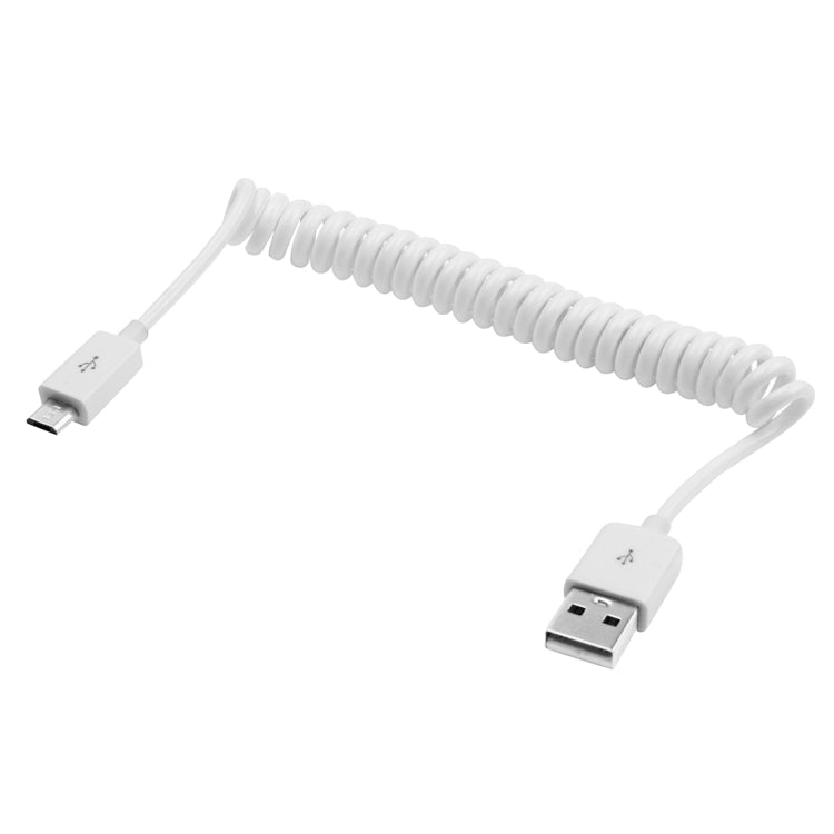 Micro USB Data / Charger Retractable Coiled Cable for Samsung, Sony, HTC, LG, Huawei, and other Smartphone, Coiled Cable Stretches to 90cm(White)