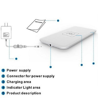 Q9 QI standard Wireless Charger Transmitter, For iPhone 8 / 8 Plus / X & Samsung / Nokia / LG / HTC(White)