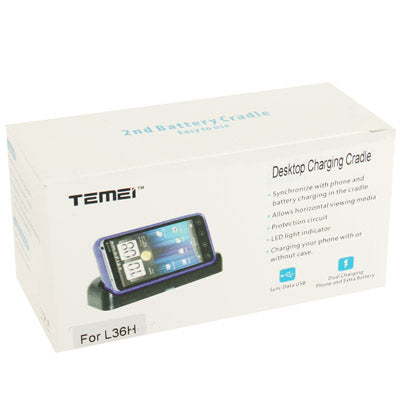 2 in 1 (Data Sync + Phone Charger) USB Charging Cradle for Sony Xperia Z / L36h(Black)