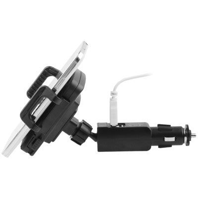 Dual USB Car Charger with Universal Mount, Output Voltage: 5V 2A, For iPhone, Galaxy, Huawei, Xiaomi, Google, Sony and other Smartphones(Black)