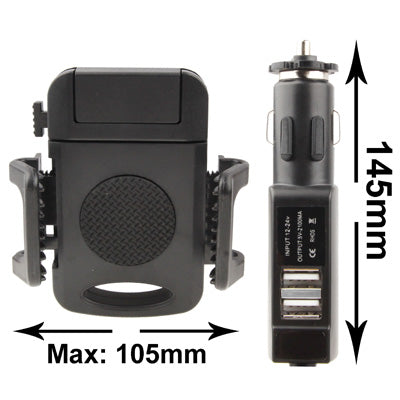 Dual USB Car Charger with Universal Mount, Output Voltage: 5V 2A, For iPhone, Galaxy, Huawei, Xiaomi, Google, Sony and other Smartphones(Black)