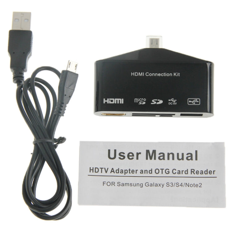 HD TV Adapter and OTG Card Reader for Galaxy S III / i9300 / S IV / i9500 / Note II / N7100(Black)