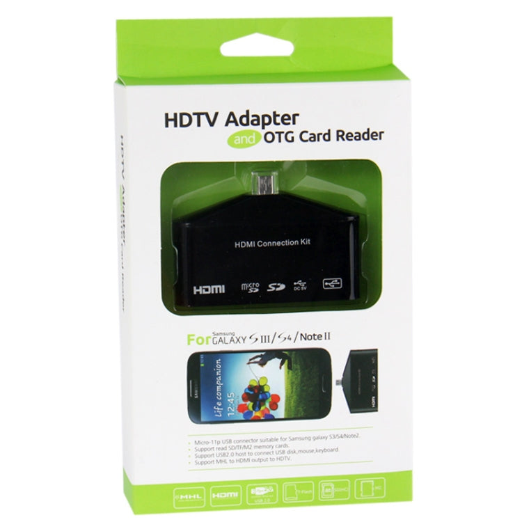 HD TV Adapter and OTG Card Reader for Galaxy S III / i9300 / S IV / i9500 / Note II / N7100(Black)