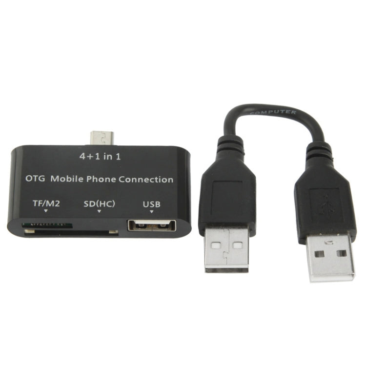 4 in 1 Micro USB OTG Card Reader, Support TF / M2 / SD Card / USB Flash Disk, For Galaxy S IV / S IV mini / S III / Note / Smartphone / Tablet PC