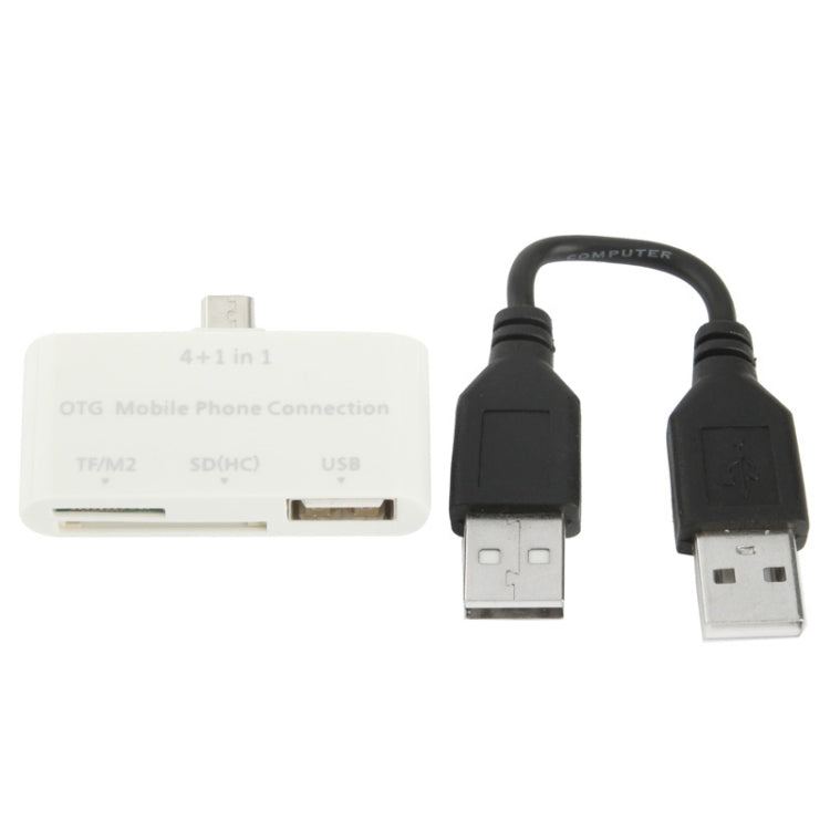 4 in 1 Micro USB OTG Card Reader, Support TF / M2 / SD Card / USB Flash Disk, For Galaxy S IV / S IV mini / S III / Note / Smartphone / Tablet PC