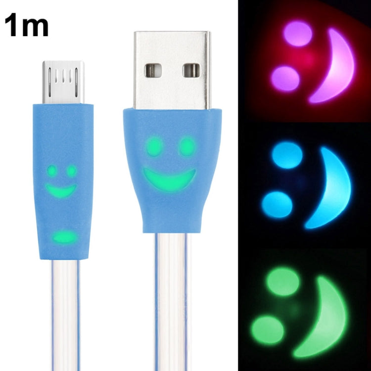 7-colors Luminescence Micro 5 Pin USB Charge / Data Transfer Cable with Smile Face, Suitable for Galaxy S6 / S IV / i9500 / i9200 / i9300
