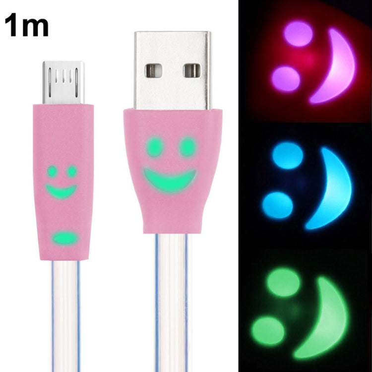 7-colors Luminescence Micro 5 Pin USB Charge / Data Transfer Cable with Smile Face, Suitable for Galaxy S6 / S IV / i9500 / i9200 / i9300