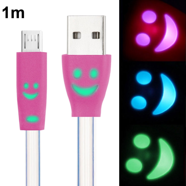 7-colors Luminescence Micro 5 Pin USB Charge / Data Transfer Cable with Smile Face, Suitable for Galaxy S6 / S IV / i9500 / i9200 / i9300