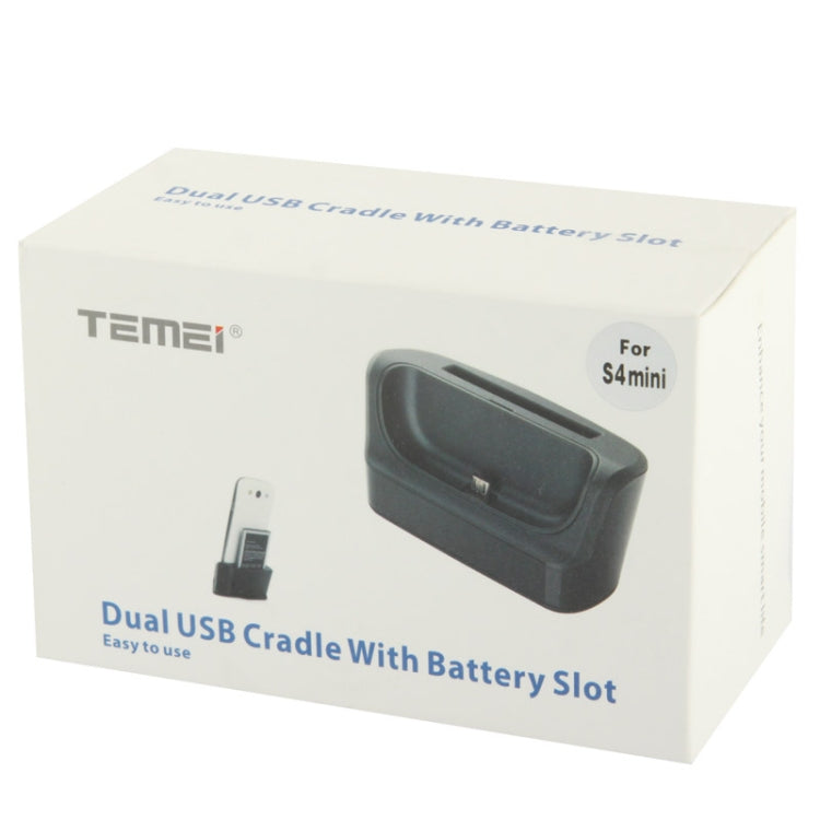 3 in 1 (Data Sync + Phone Charger + Extra Battery Charger) USB Charging Cradle for Galaxy S IV mini / i9190(Black)