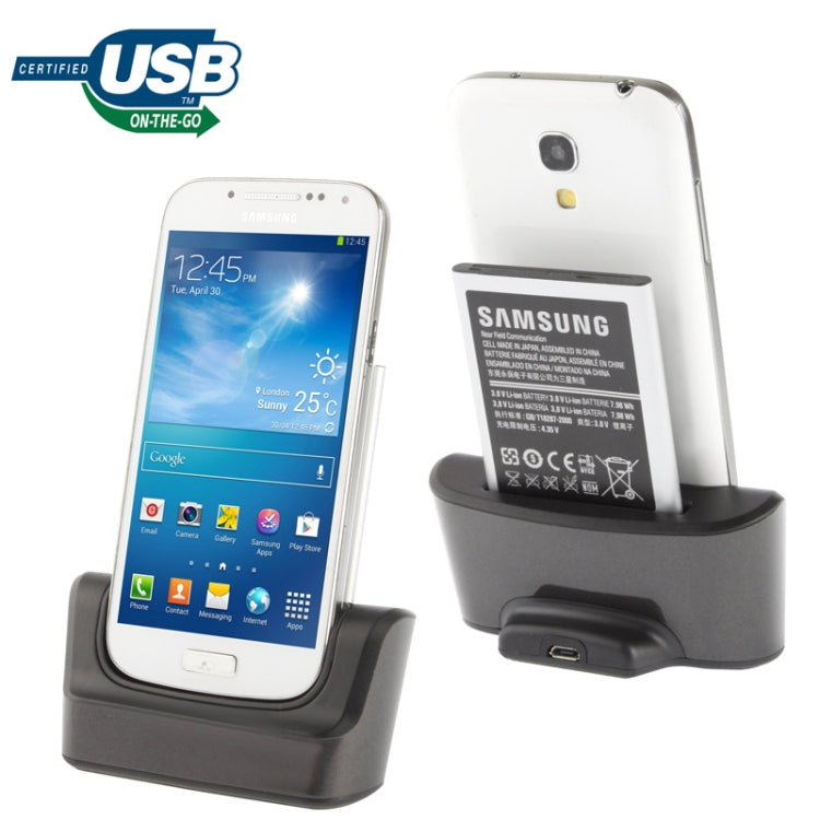 3 in 1 (Data Sync + Phone Charger + Extra Battery Charger) USB Charging Cradle for Galaxy S IV mini / i9190(Black)