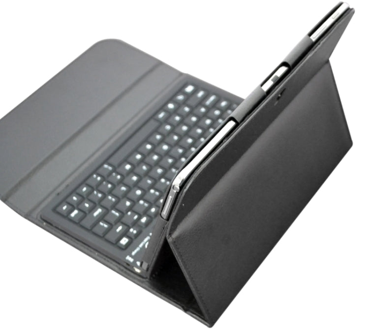 Bluetooth Silicone Keyboard Leather Tablet Case with Holder for Galaxy Tab 4 (10.1) / T530(Black)