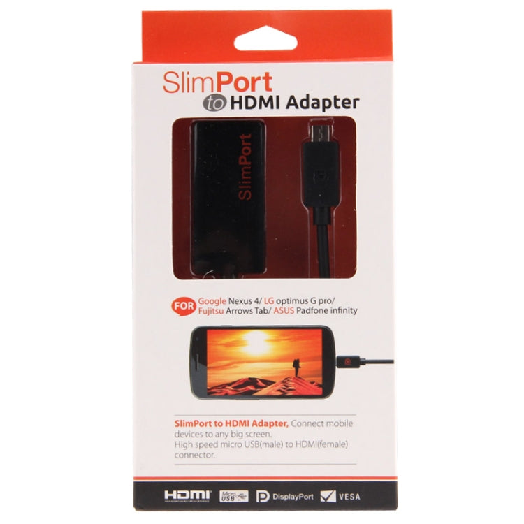 22cm High Speed Micro USB Male SlimPort to HDMI Female Connector, For Google Nexus 4 / 7, LG Optimus G Pro / Fujitsu Stylistic QH582 / ASUS PadFone Infinity(Black)