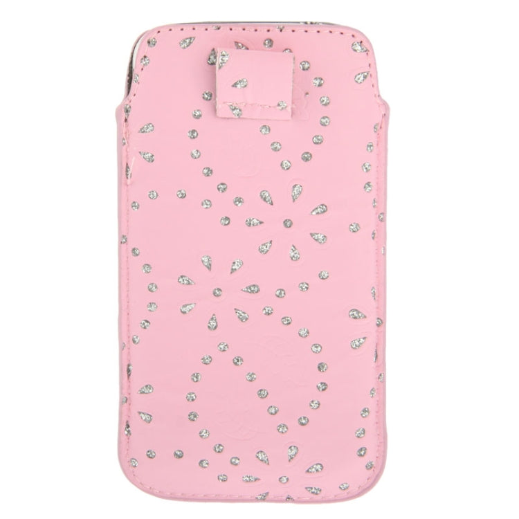 Diamond Palace Flower Pattern Leather Case Pocket Pouch Sleeve Bag with Pull Up Tab for Galaxy S IV / i9500 / i9300 / i9190