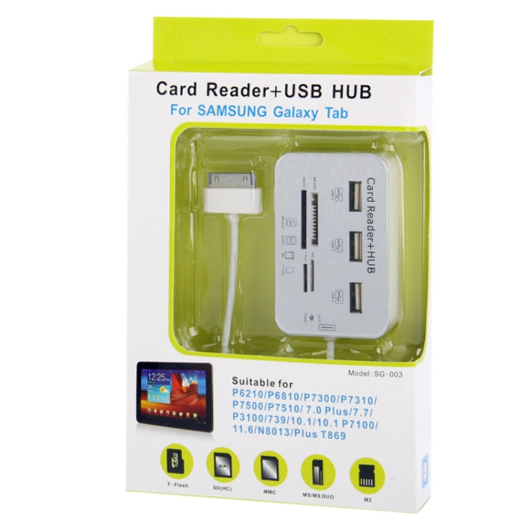 All in 1 Card Reader + USB 2.0 HUB for Galaxy Tab / N8000 / P6200 / P6800 / P7300 / P7500 / P7510 / P7100 / P7300, Support SD / TF / MMC / MS / M2 Card (SG-003)