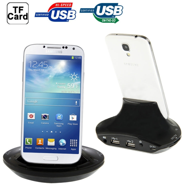 OTG Smart Multi-function Combo Charger Dock + USB 2.0 Card Reader for Galaxy SIV / SIV mini / SIII / Note / Other Mobile Phones, Support SD / MS / M2 / TF / MMC Card / USB Devices