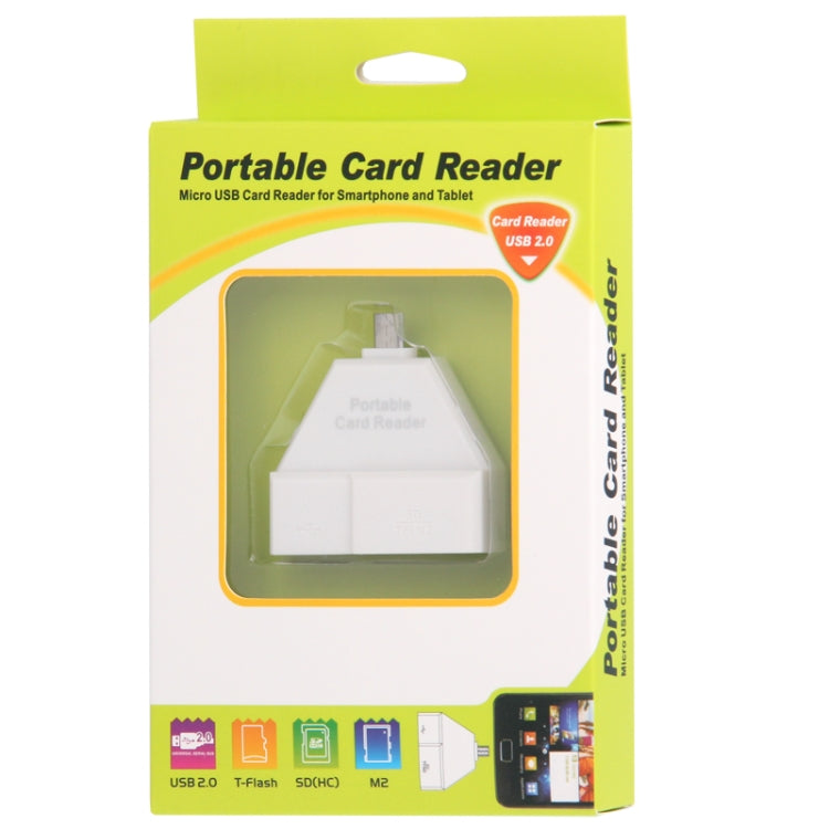 Micro USB Portable Card Reader for Galaxy Tab 3(7.0 / 8.0 / 10.1) P3200 / T3100 / P5200, Galaxy Note 10.1(2014 Edition)/ P600, Galaxy Note III / N9000, Galaxy Note II / N7100, Galaxy S IV / i9500, Support TF / Micro SD / SD(HC) / M2(Black)