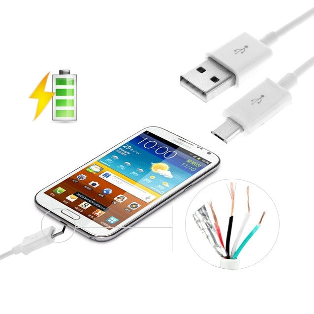 Micro USB Data Sync Charger Cable for Galaxy S IV / i9500 / i9300 / N7100, Nokia Lumia Series, LG Optimus Series, Sony Xperia Series , Length: 1m(White)