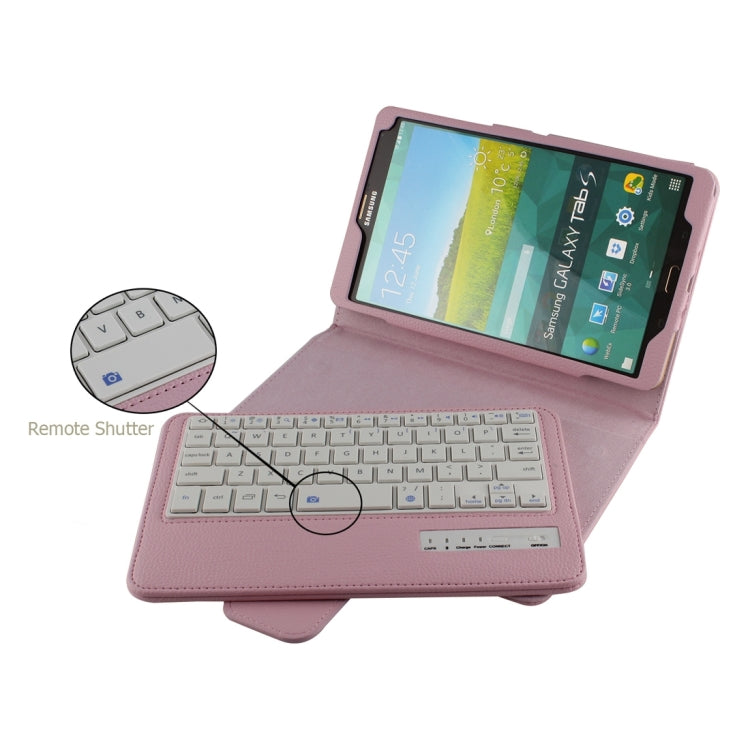 For Galaxy Tab S 8.4 / T700 Bluetooth Keyboard Litchi Texture Leather Tablet Case with Sleep / Wake-up Function & Holder