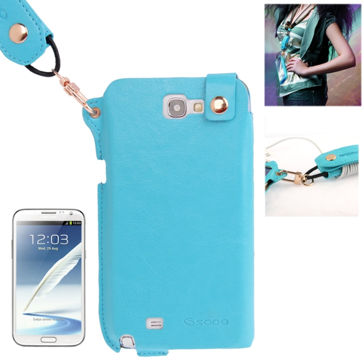 Crazy Horse Texture Touch Screen Vertical Style Leather Case with Lanyard & Earphone Winder for Galaxy Note II / N7100